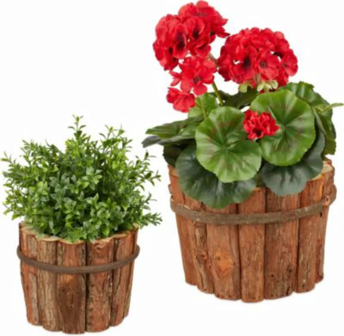 relaxdays Blumentopf Holz 2er Set natur günstig online kaufen