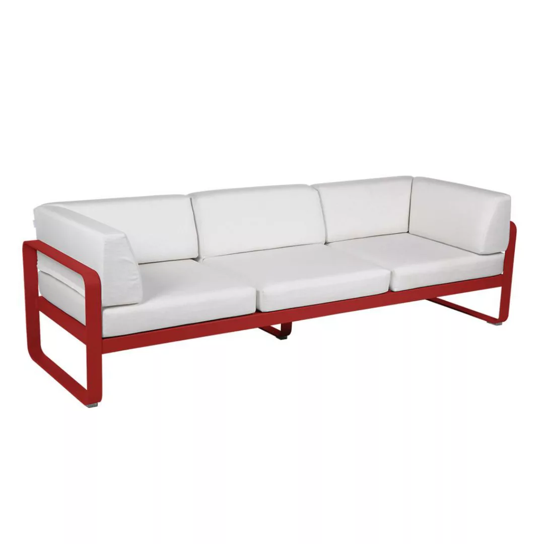 Bellevie 3-Sitzer Club Sofa Outdoor 67 Mohnrot 81 Grauweiß günstig online kaufen