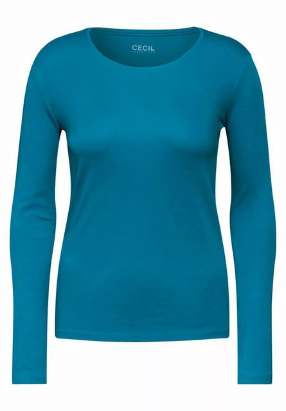 Cecil Langarmshirt Cecil Basic Shirt Pia in Dynamic Aqua Blue (1-tlg) Nicht günstig online kaufen