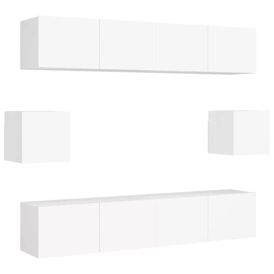 6-tlg. Tv-schrank-set Weiß Spanplatte günstig online kaufen