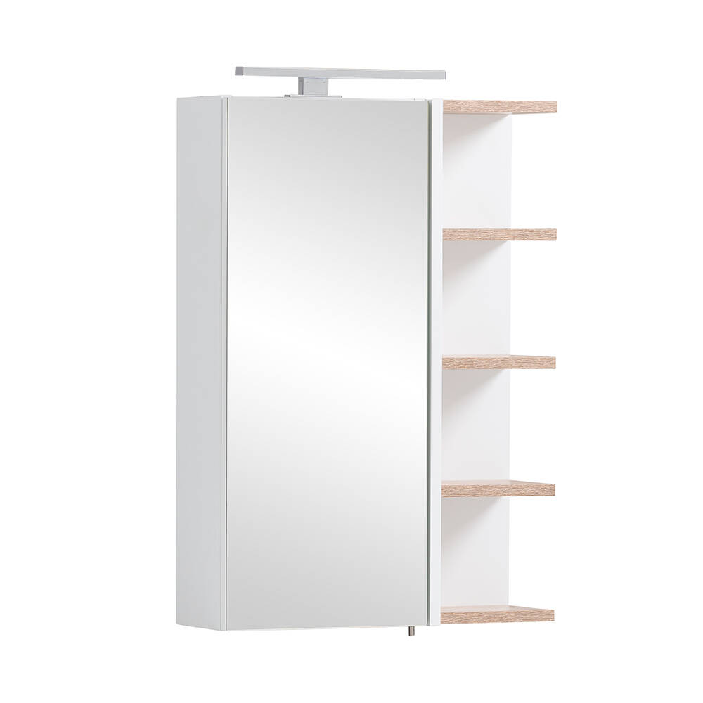 Badezimmer Spiegelschrank weiß mit Eiche BARLETTA-80 günstig online kaufen