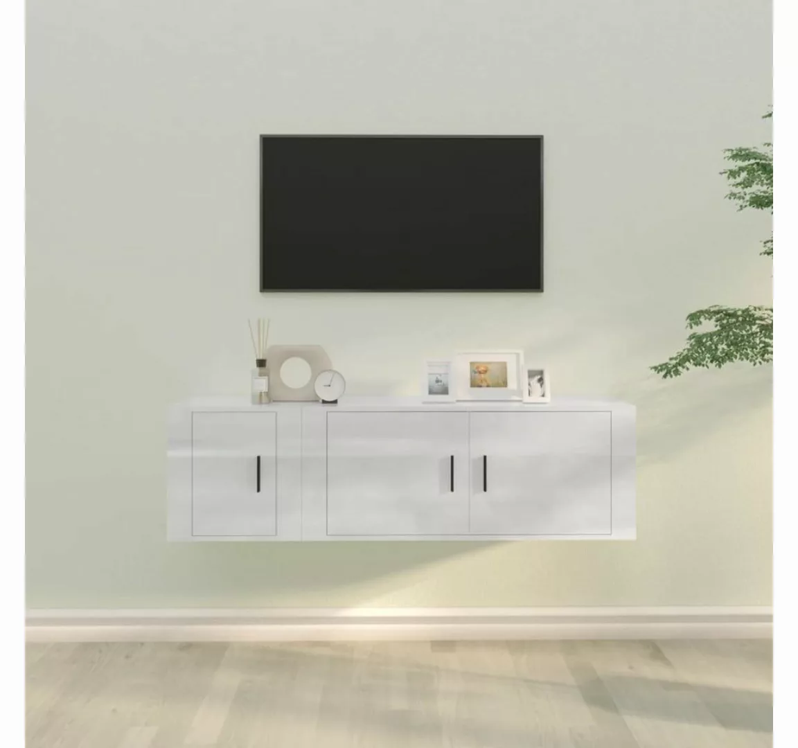 furnicato TV-Schrank 2-tlg. TV-Schrank-Set Hochglanz-Weiß Holzwerkstoff günstig online kaufen