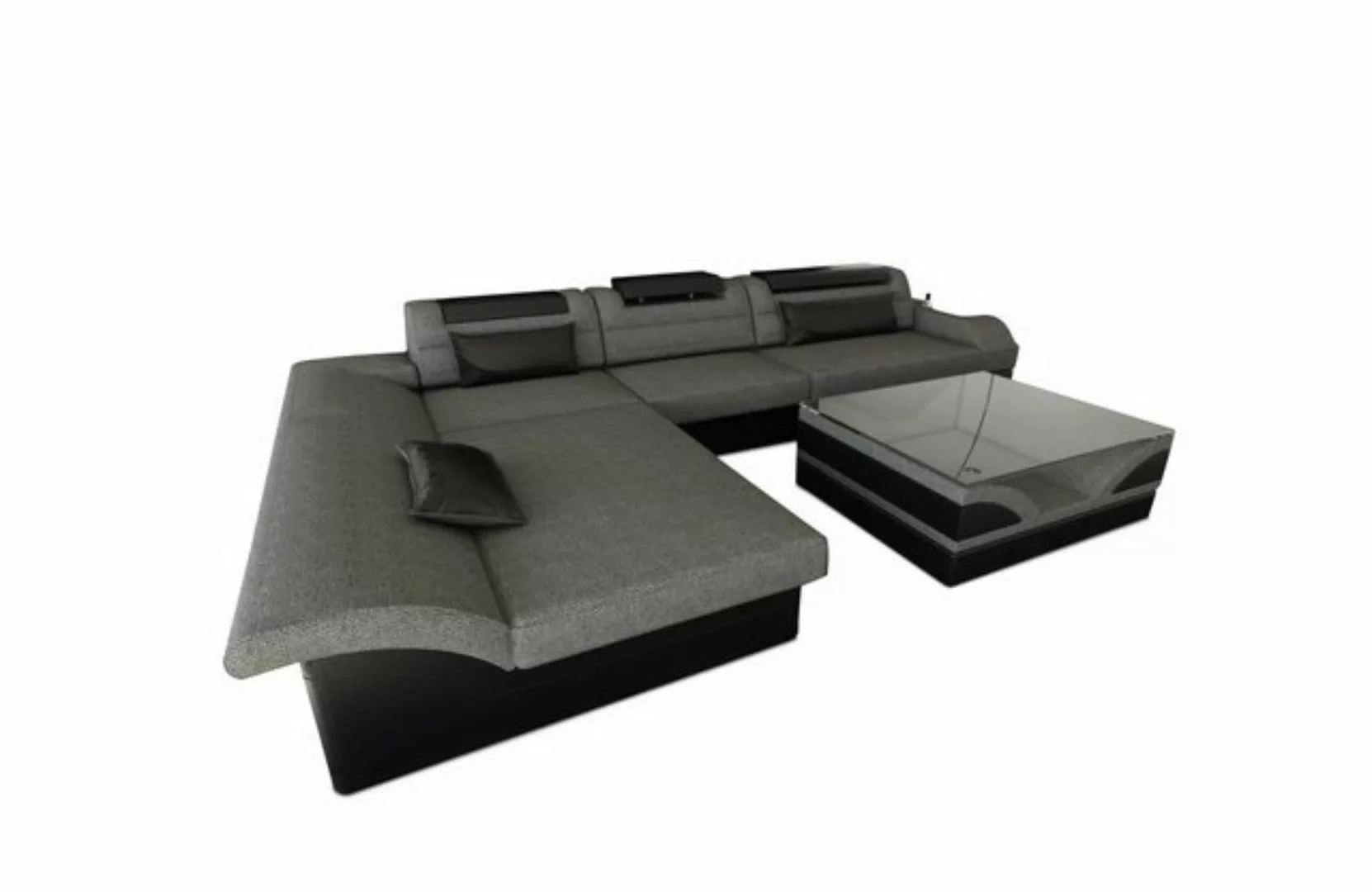 Sofa Dreams Ecksofa Stoffsofa Couch Stoff Polstersofa Monza L Form, mit LED günstig online kaufen