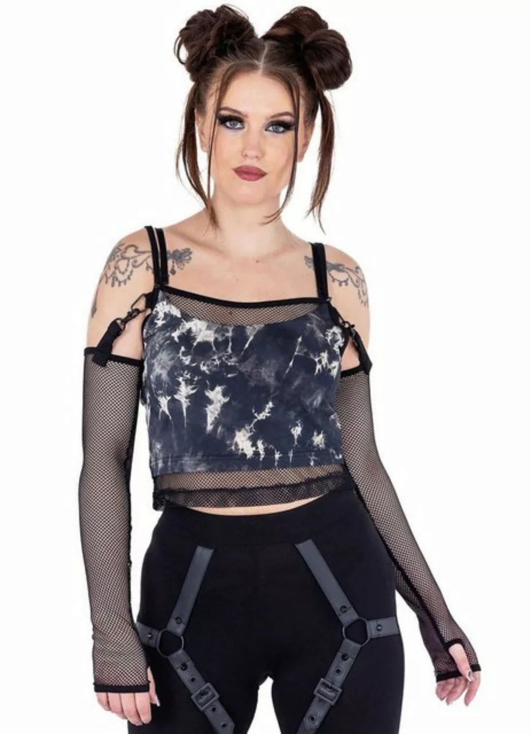 Heartless Trägertop Aida Abnehmbare Netzärmel Gothic Oberteil Punk Rave Shi günstig online kaufen