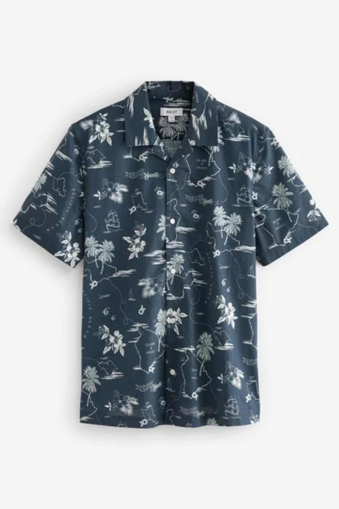 Next Kurzarmhemd Florales Kurzarmhemd mit kubanischem Kragen (1-tlg) günstig online kaufen