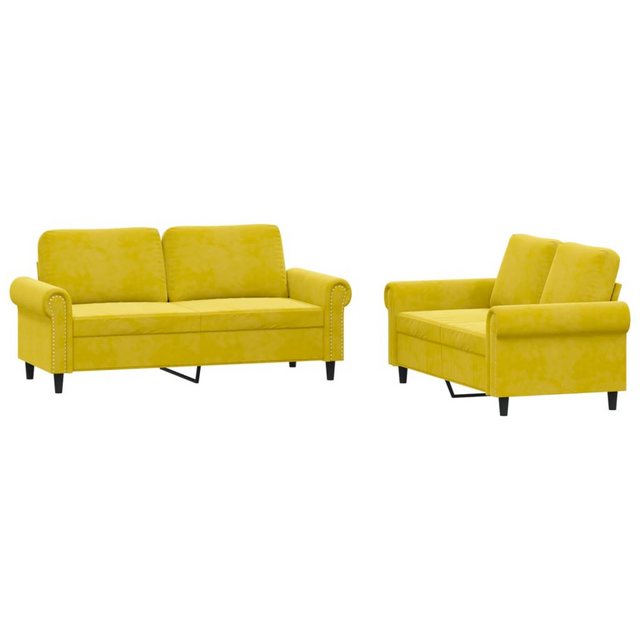 vidaXL Sofa Sofagarnitur Set mit Kissen Samt, 2-tlg., Gelb günstig online kaufen