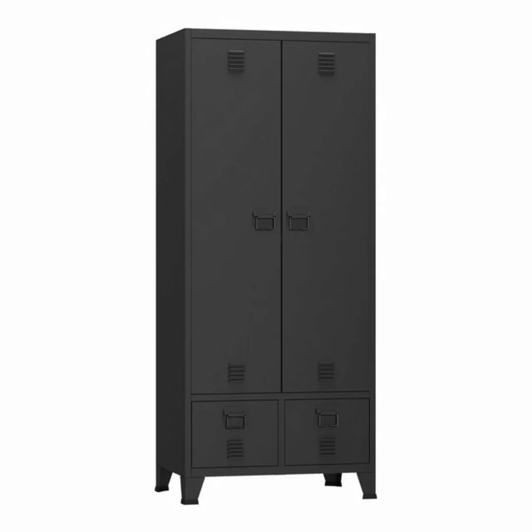 en.casa Kleiderschrank »Hankasalmi« mit 2 Schubladen Stahl 180x90x40 cm Sch günstig online kaufen