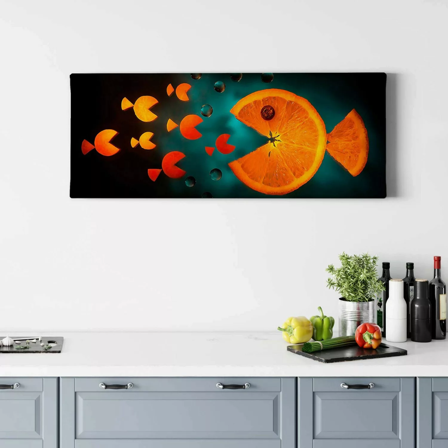 Bricoflor Pacman Bild Für Küche Leinwand Bild Mit Orange Als Fisch In Türki günstig online kaufen