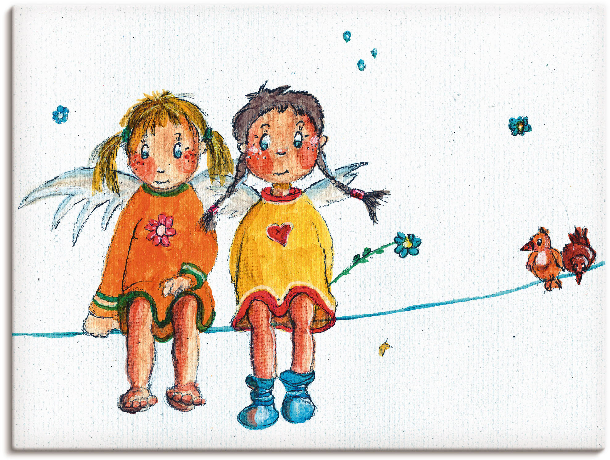 Artland Wandbild "Zwei Engelchen sitzen auf Wäscheleine", Kinder, (1 St.), günstig online kaufen