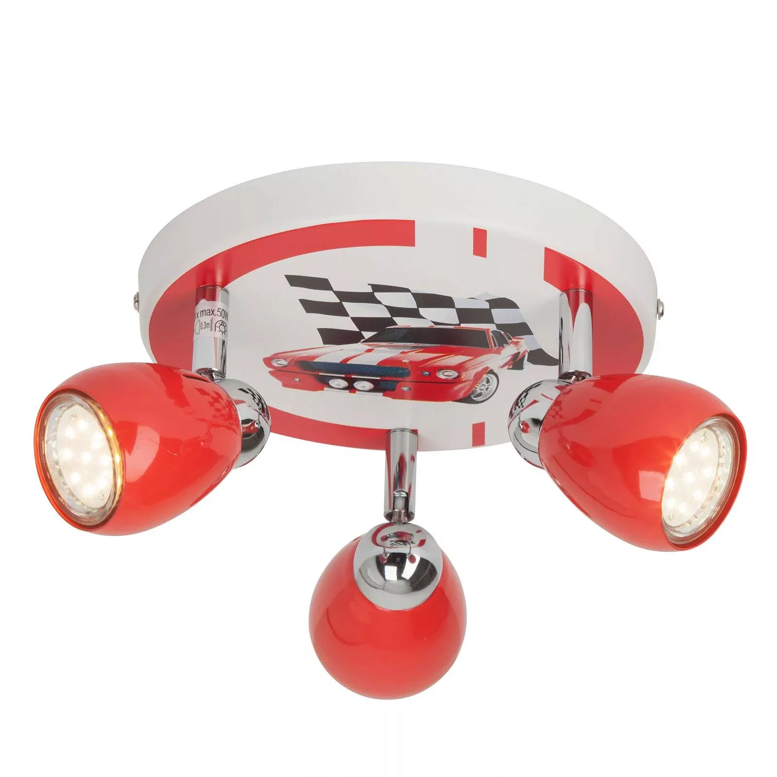 LED Deckenleuchte Racing in Rot und Weiß 3x 3W 900lm GU10 3-flammig günstig online kaufen