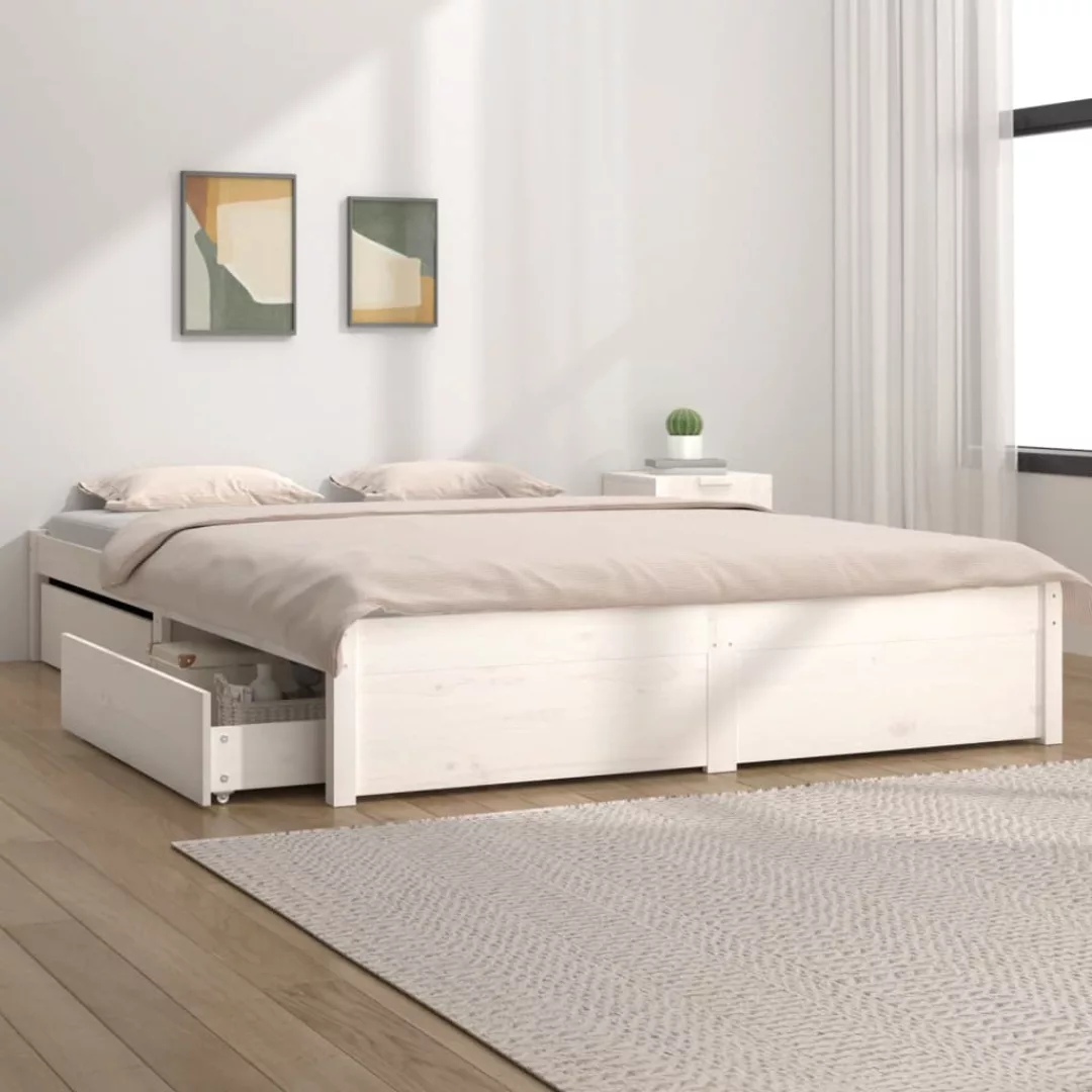 Vidaxl Bett Mit Schubladen Weiß 160x200 Cm günstig online kaufen