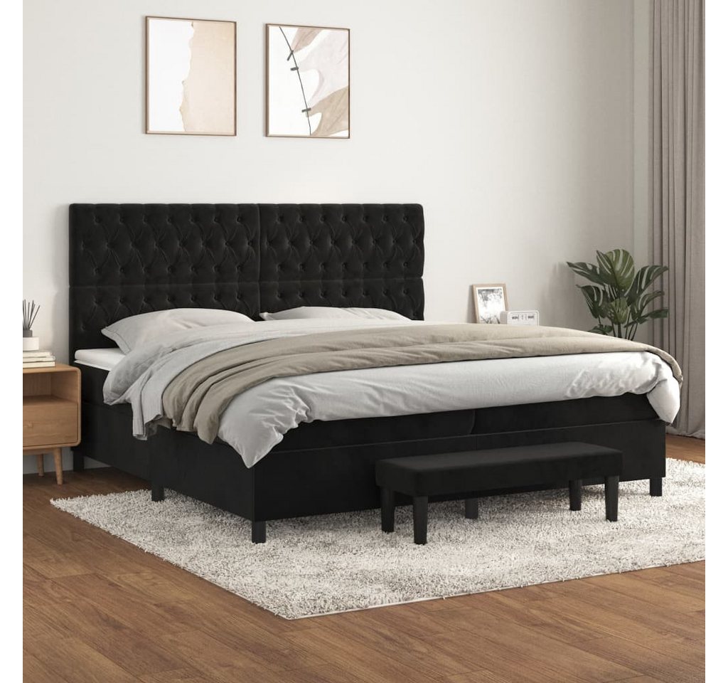 vidaXL Boxspringbett Boxspringbett mit Matratze Schwarz 200x200 cm Samt Bet günstig online kaufen