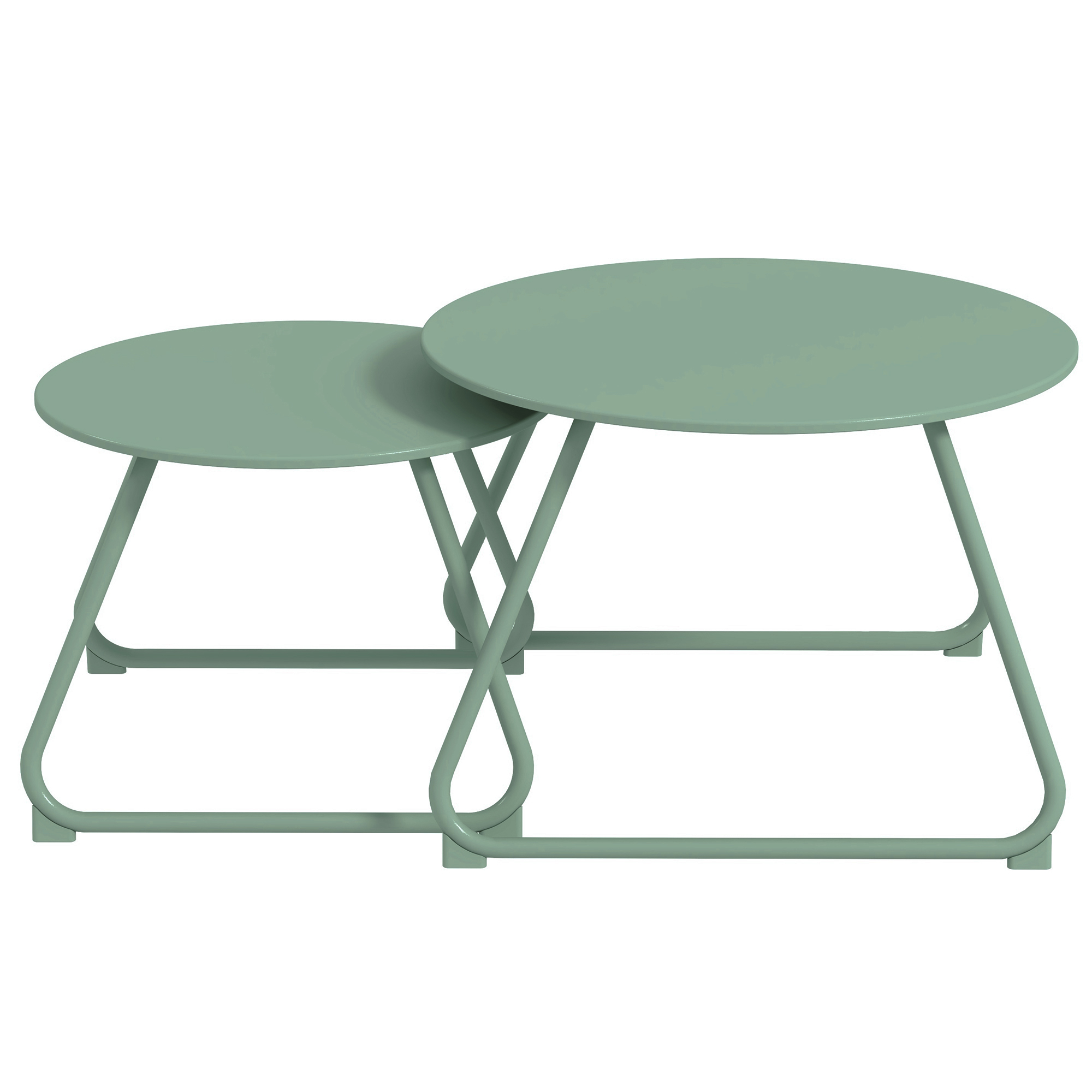 Outsunny Set mit 2 stapelbaren runden Garten-Couchtischen aus Epoxid-Metall günstig online kaufen