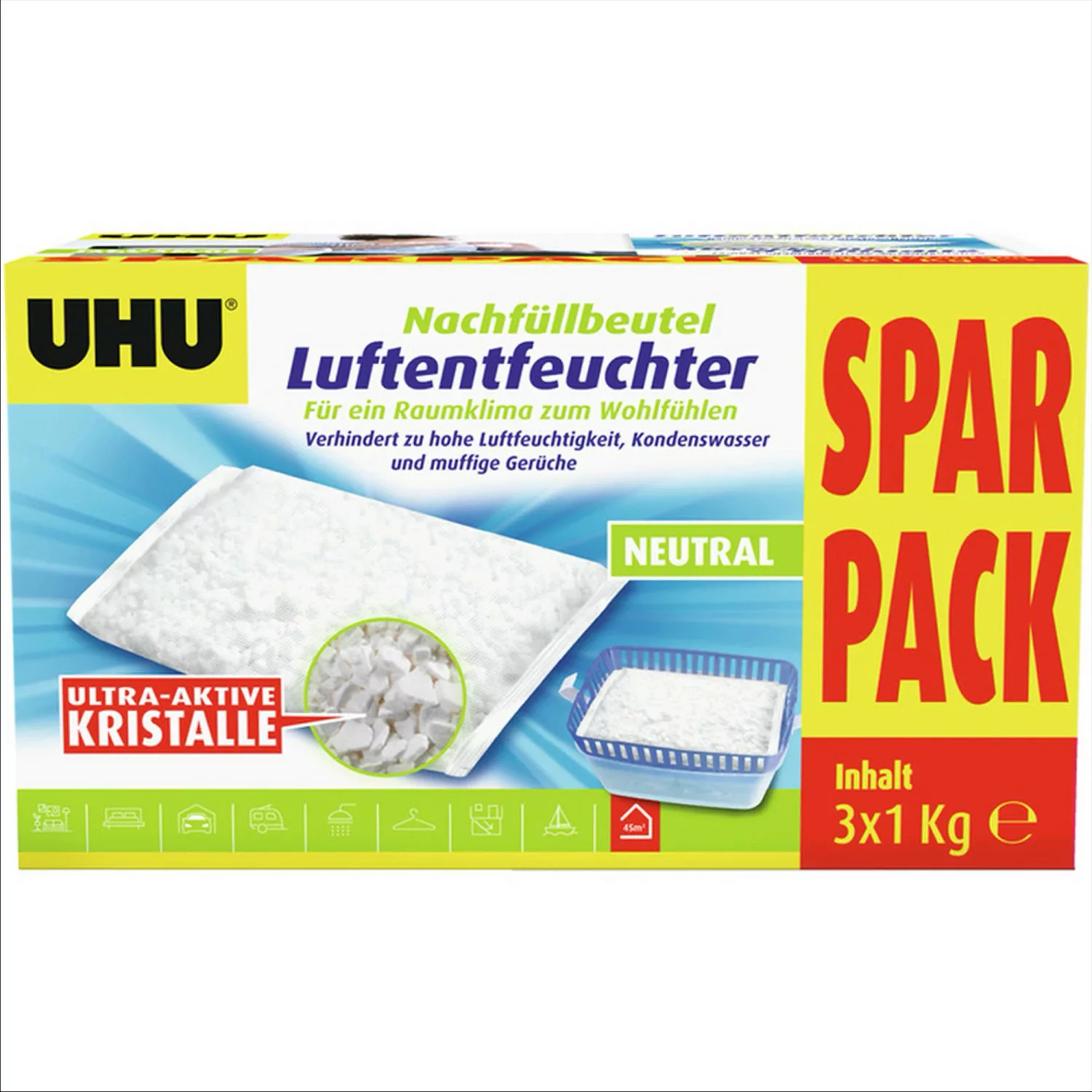 UHU Luftentfeuchter Nachfüllbeutel Spar-Pack 3x 1.000 g günstig online kaufen