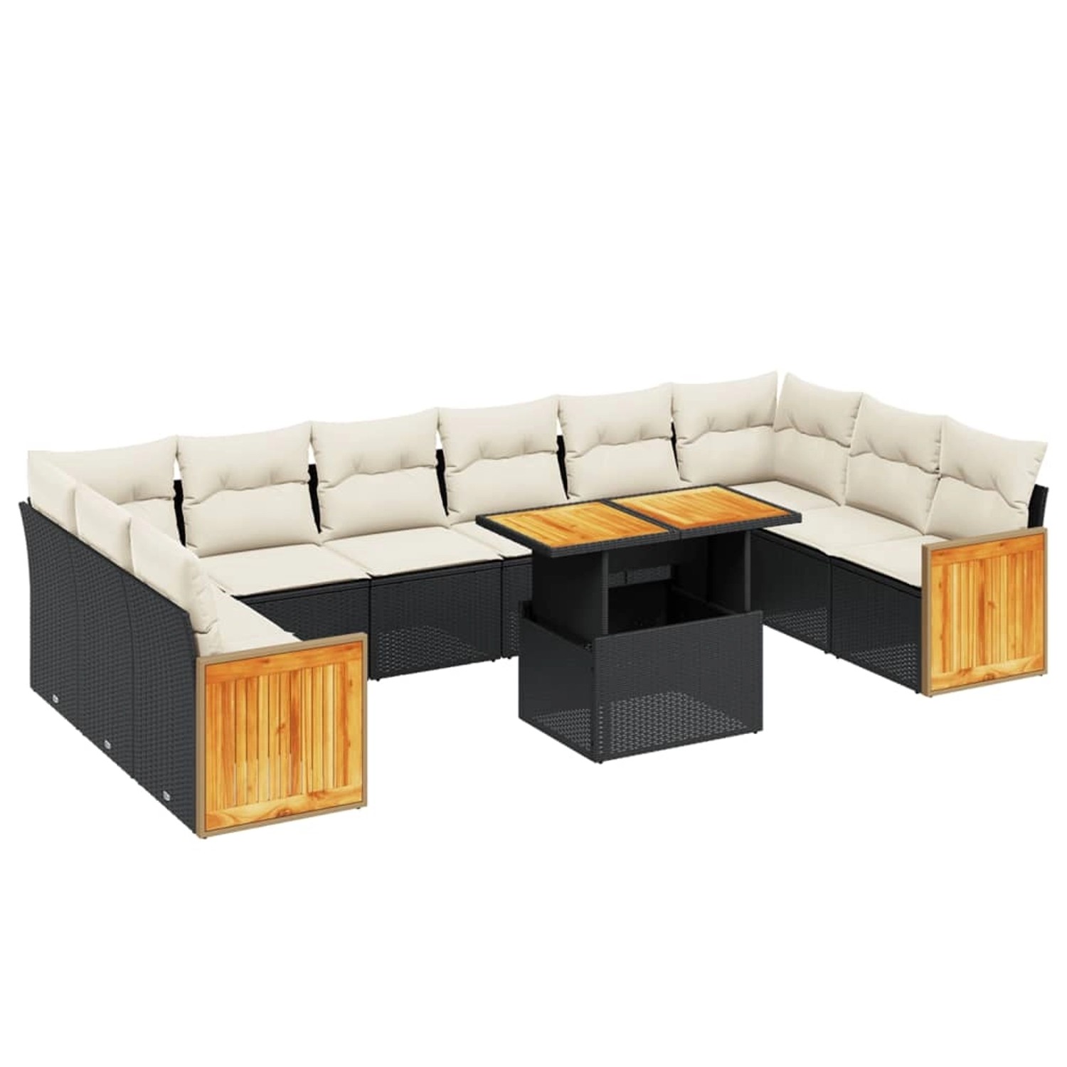 vidaXL 11-Tlg Garten-Sofagarnitur mit Kissen Schwarz Poly Rattan 3274129 günstig online kaufen