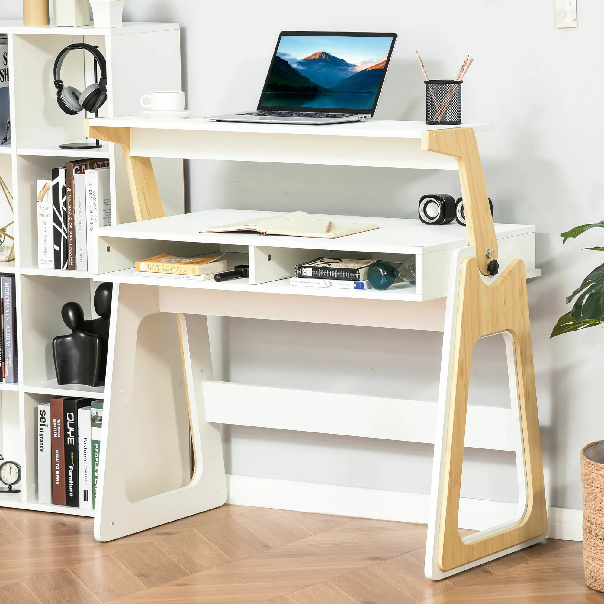 HOMCOM Computertisch  Flexibler Schreibtisch Stehpult & Sitzpult, Bürotisch günstig online kaufen