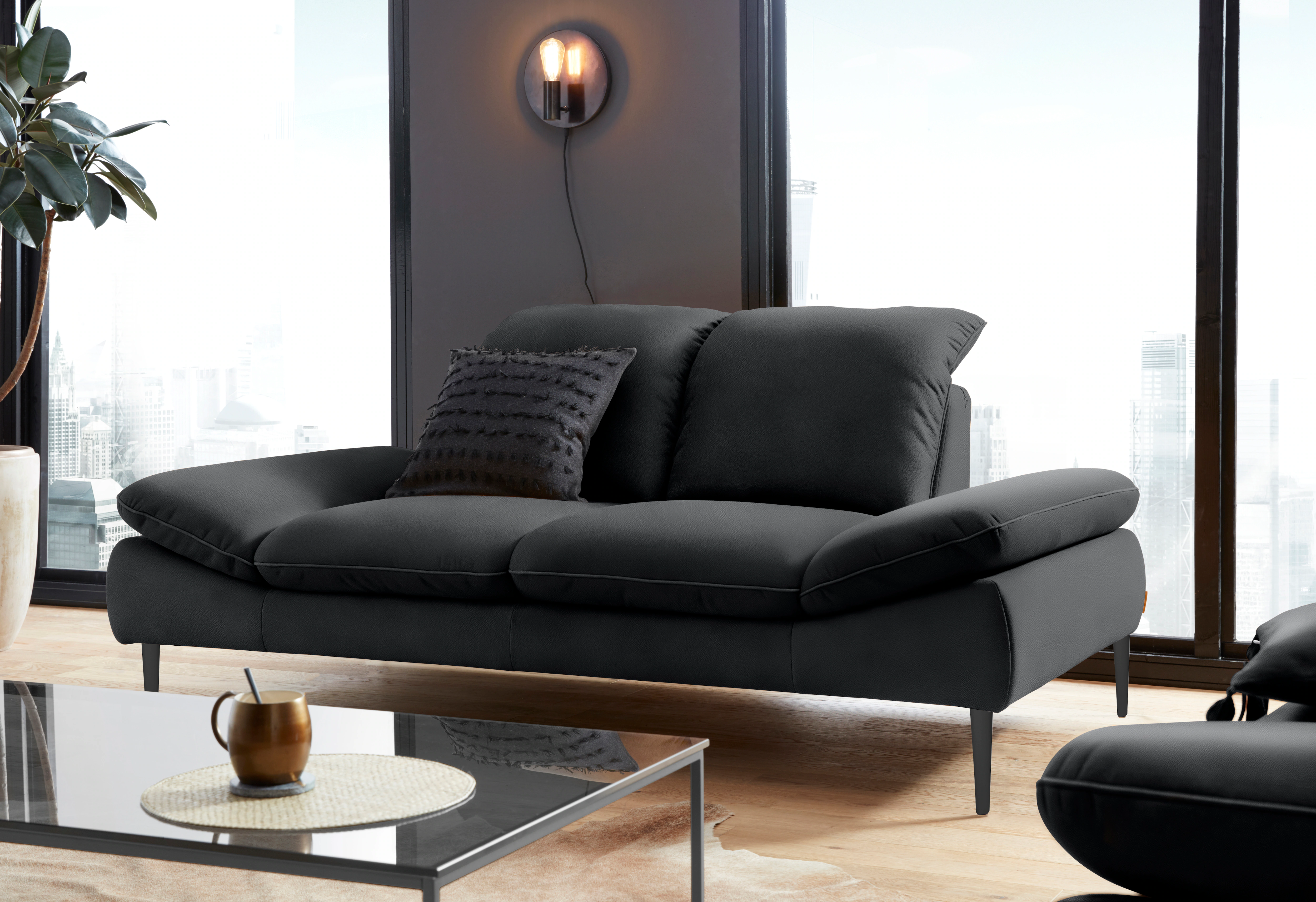 W.SCHILLIG 2-Sitzer enjoy&MORE, Sitztiefenverstellung, Füße schwarz pulverb günstig online kaufen