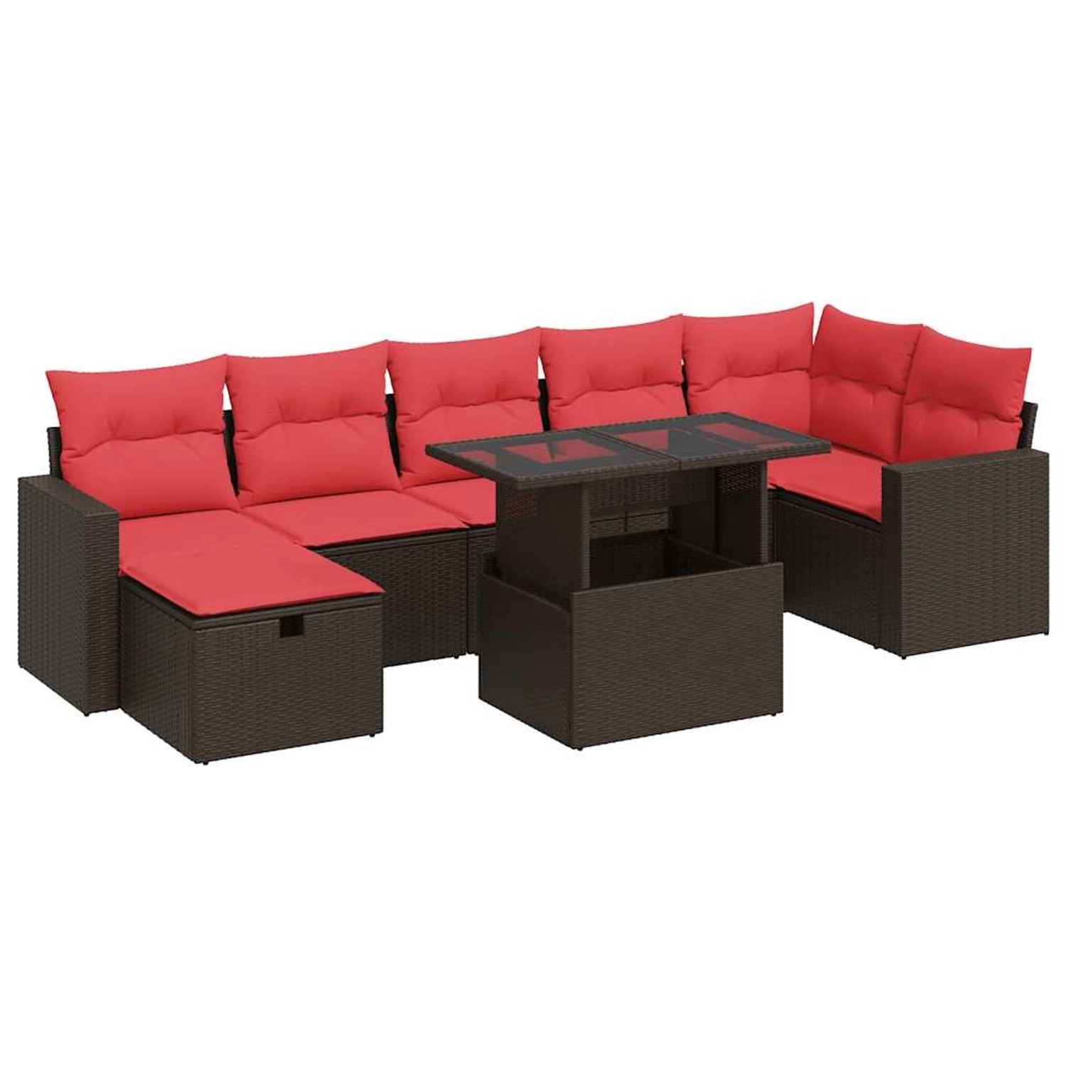 vidaXL 8-Tlg Garten-Sofagarnitur mit Kissen Braun Poly Rattan 3327834 günstig online kaufen