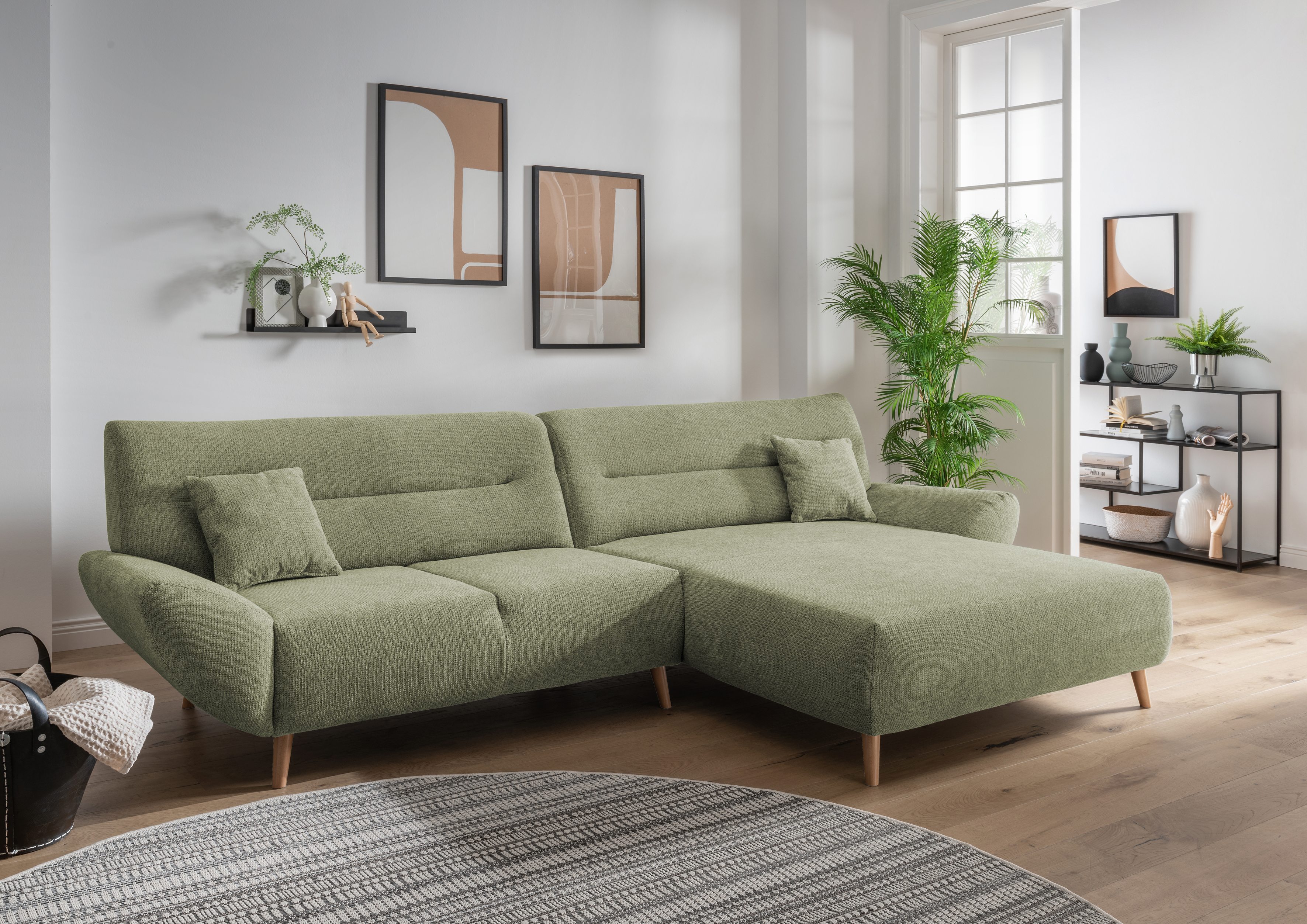 INOSIGN Ecksofa »Drago, elegant und zeitlos, komfortabel, Holzfuß, L-Form«, günstig online kaufen