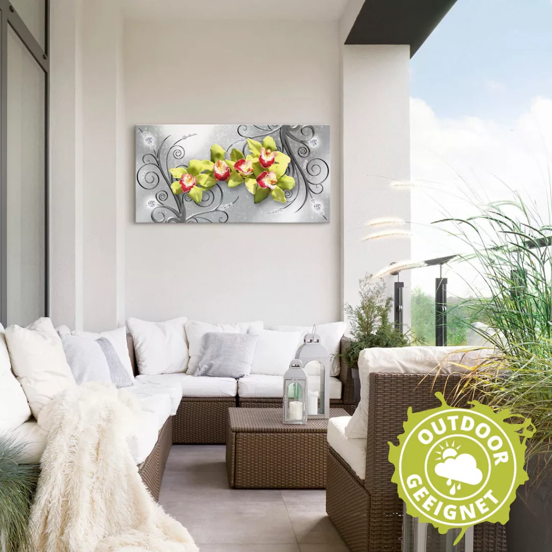Artland Wandbild "Grüne Orchideen auf Ornamenten", Blumenbilder, (1 St.) günstig online kaufen