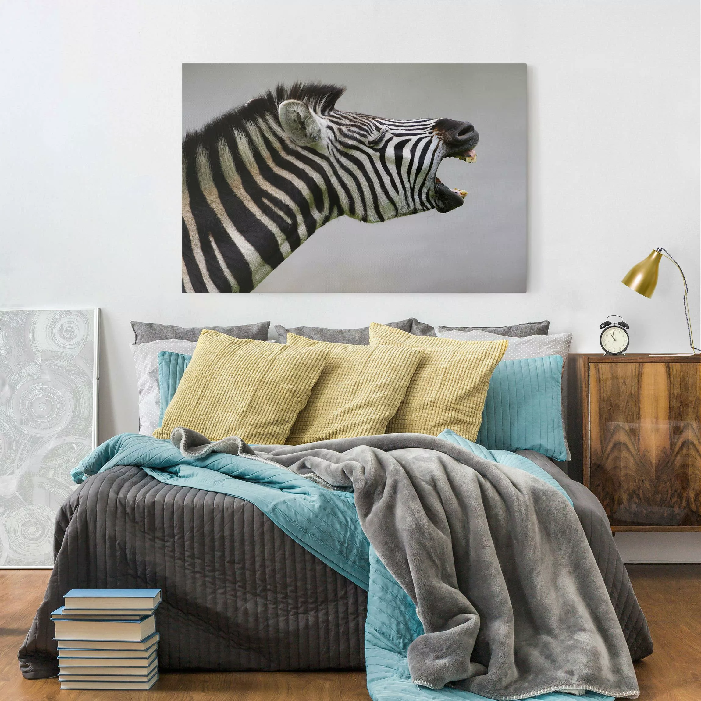 Leinwandbild Tiere - Querformat Brüllendes Zebra günstig online kaufen