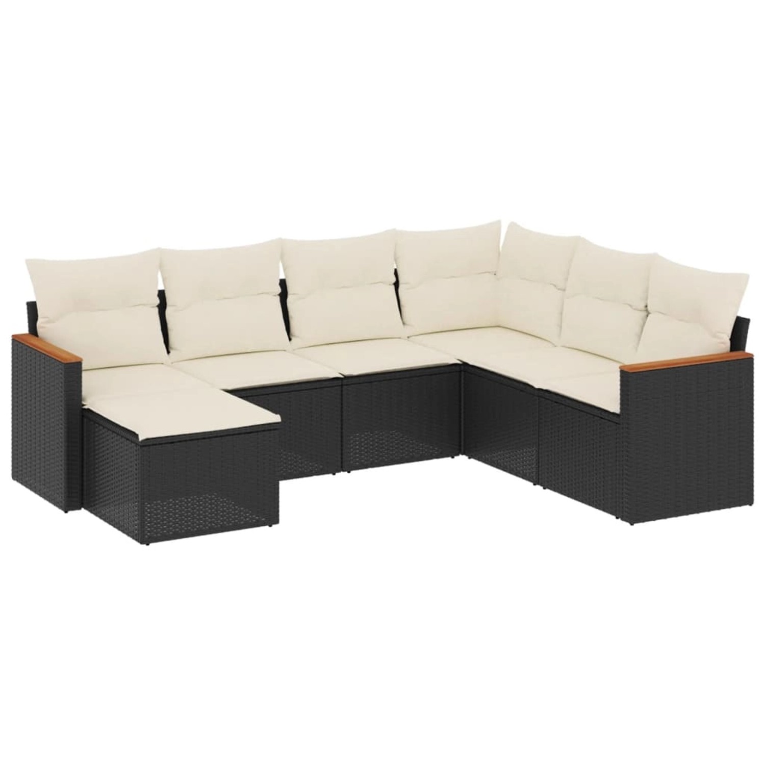 vidaXL 7-Tlg Garten-Sofagarnitur mit Kissen Schwarz Poly Rattan 3226203 günstig online kaufen