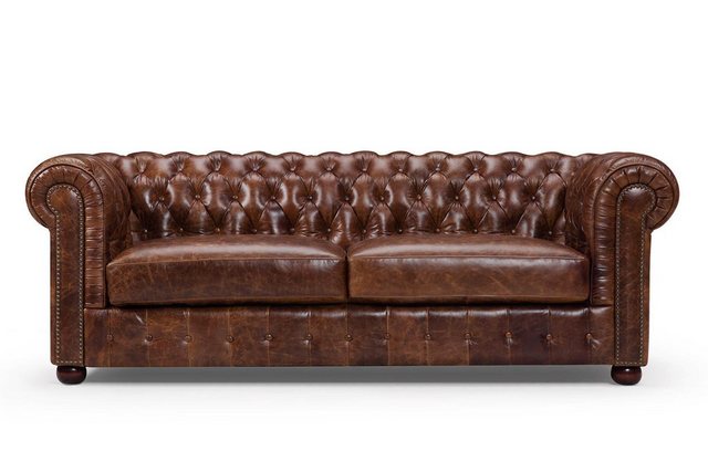 Xlmoebel Sofa 3-Sitzer Ledersofa im Old-Style Design von Chesterfield mit P günstig online kaufen