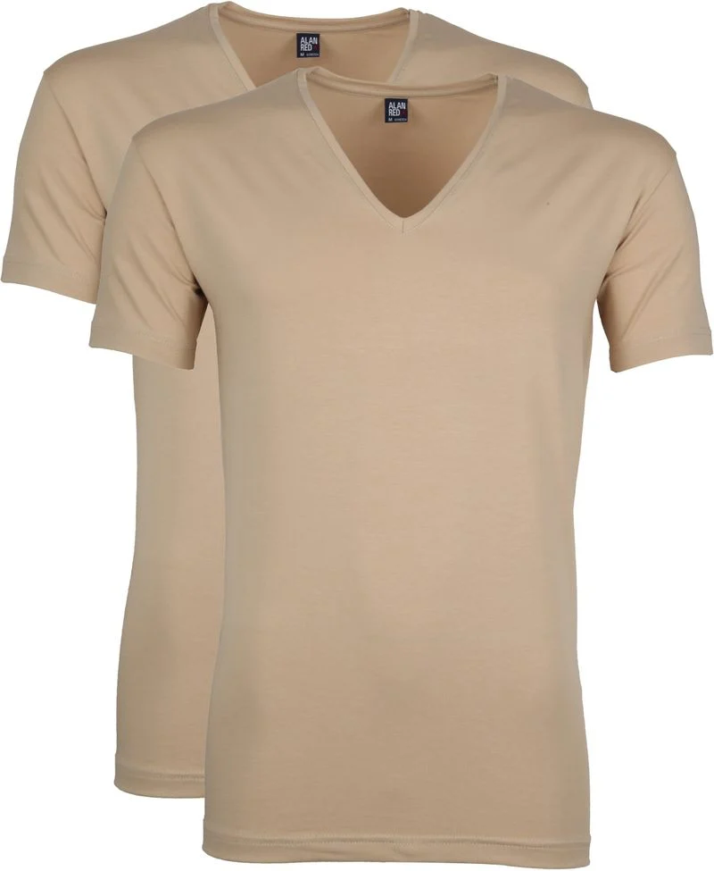 Alan Red Stretch V-Neck T-Shirt Beige 2er-Pack - Größe XXL günstig online kaufen