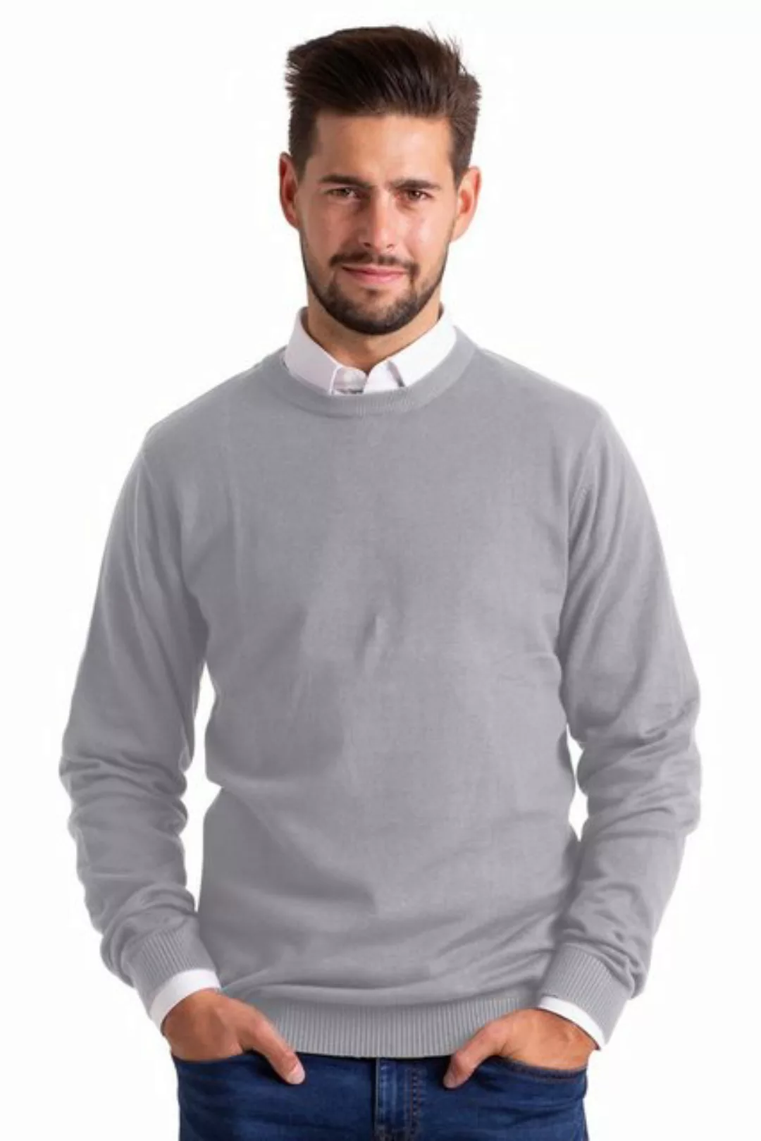 BlauerHafen Rundhalspullover Herren Sweater Pullover Langarm Baumwolle Rund günstig online kaufen