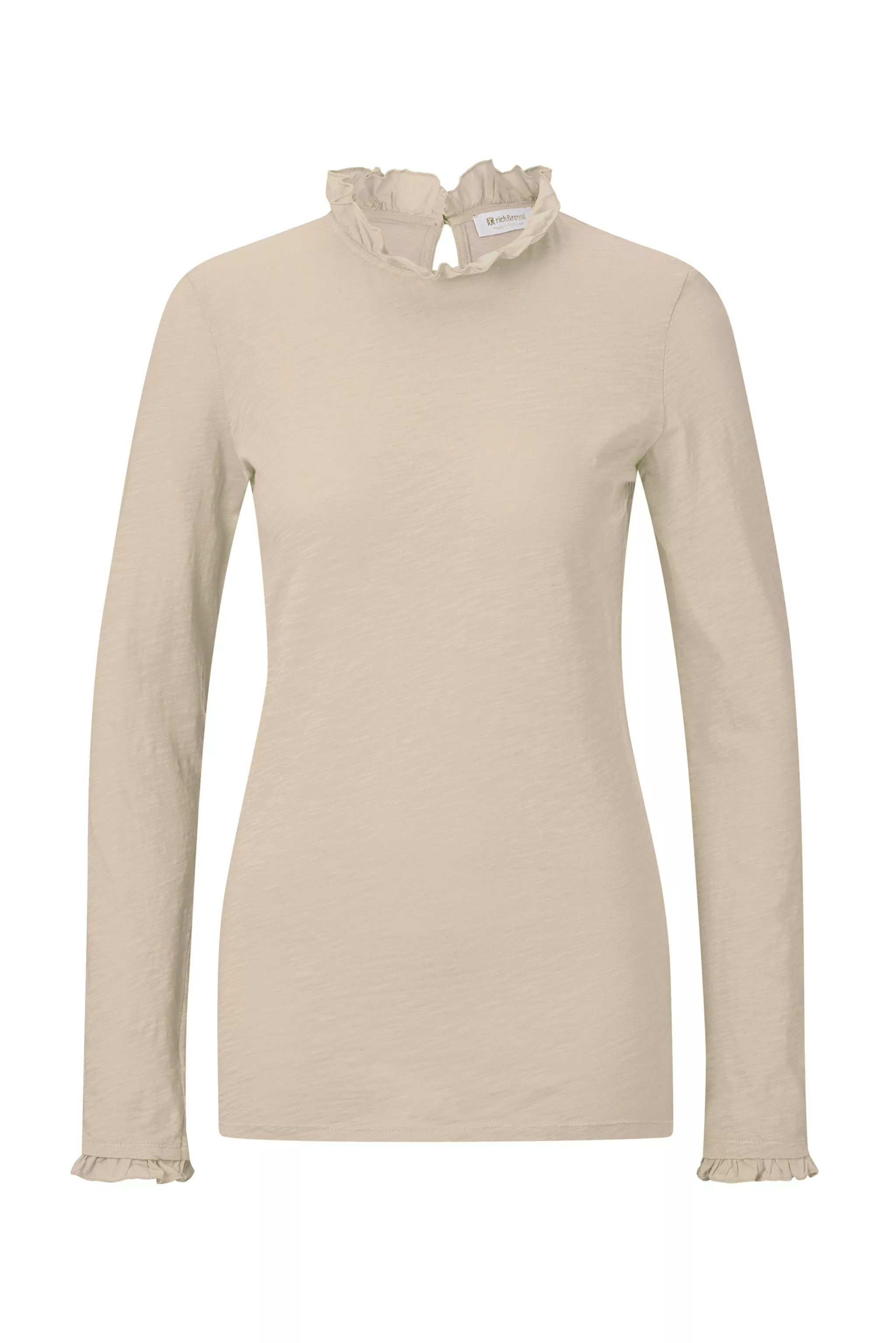 RICHROYAL Langarmshirt "2409 O Slub F LS", mit Rüschenkante an Ausschnitt u günstig online kaufen