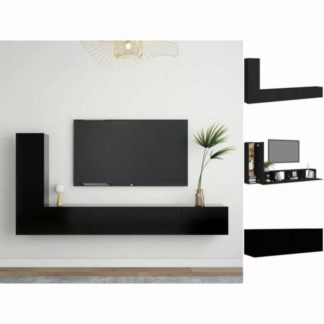 vidaXL TV-Schrank 3-tlg TV-Schrank-Set Schwarz Spanplatte günstig online kaufen