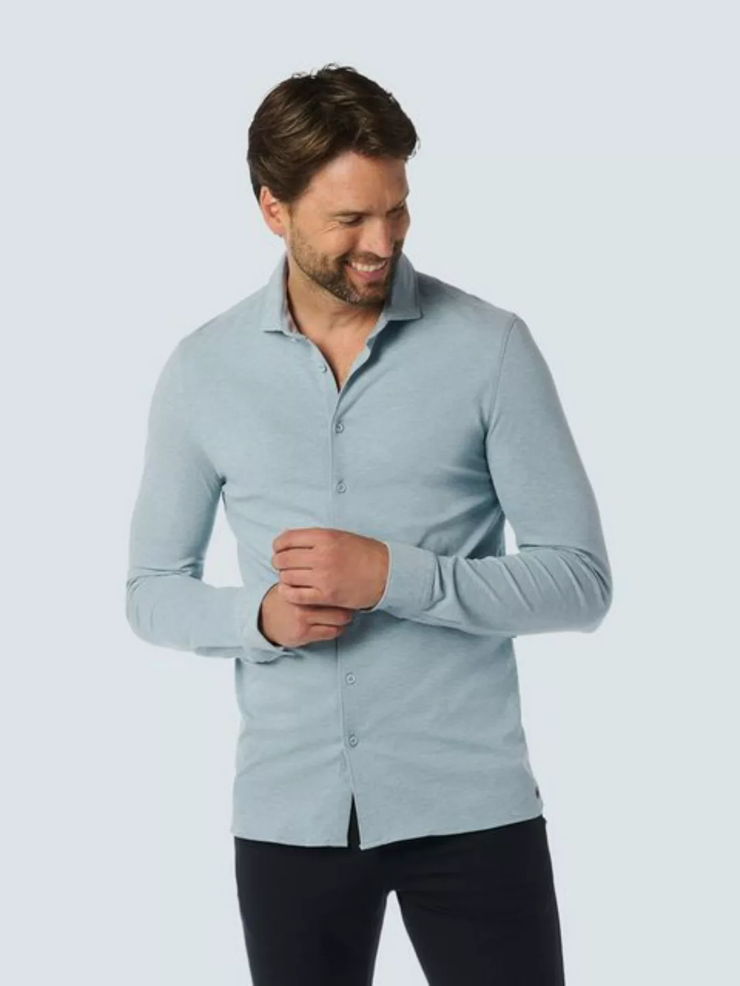 NO EXCESS Langarmshirt Shirt Jersey Melange Stretch günstig online kaufen