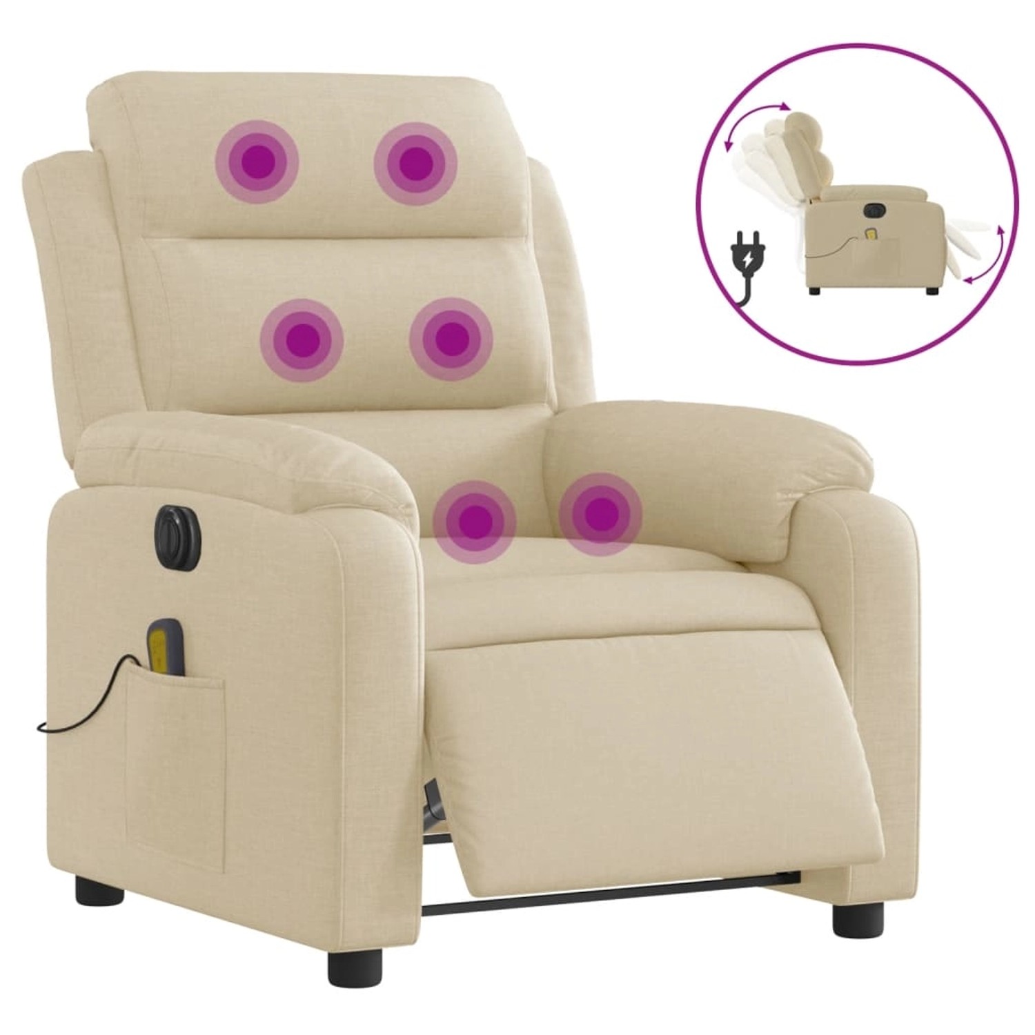 vidaXL Massagesessel Elektrisch Creme Stoff Modell 8 günstig online kaufen