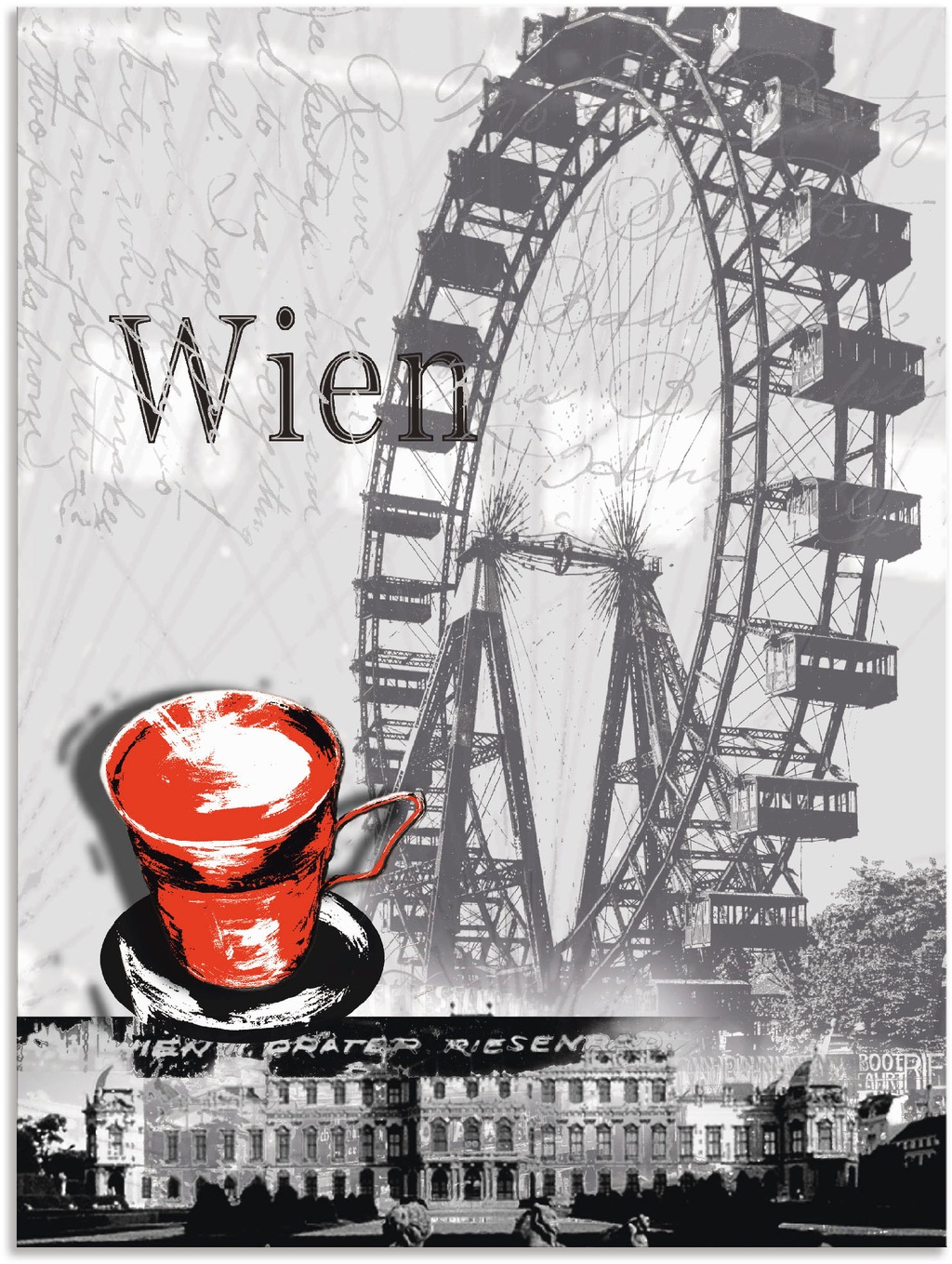 Artland Wandbild "Wien - Melange - Kaffee", Gebäude, (1 St.), als Alubild, günstig online kaufen