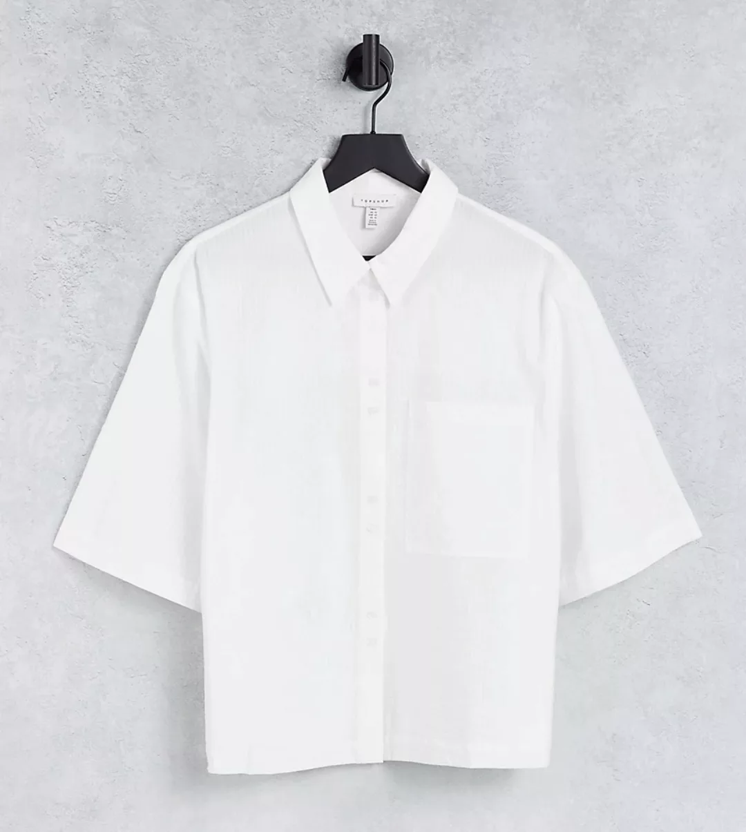 Topshop Tall – Kurze Bluse in Weiß mit Taschendetail günstig online kaufen