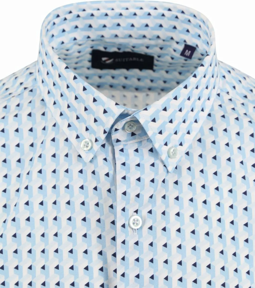 Suitable Short Sleeve Hemd Druck Blau - Größe 3XL günstig online kaufen