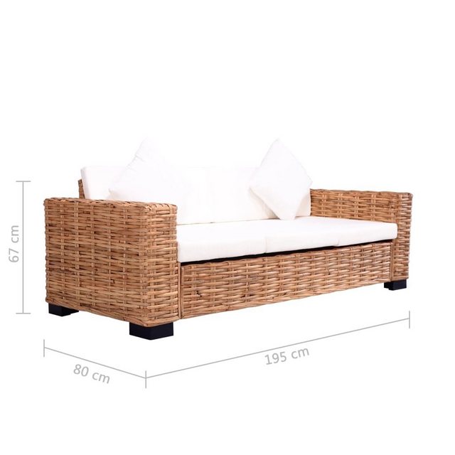 vidaXL Sofa 3-Sitzer-Sofa Natürliches Rattan Couch günstig online kaufen