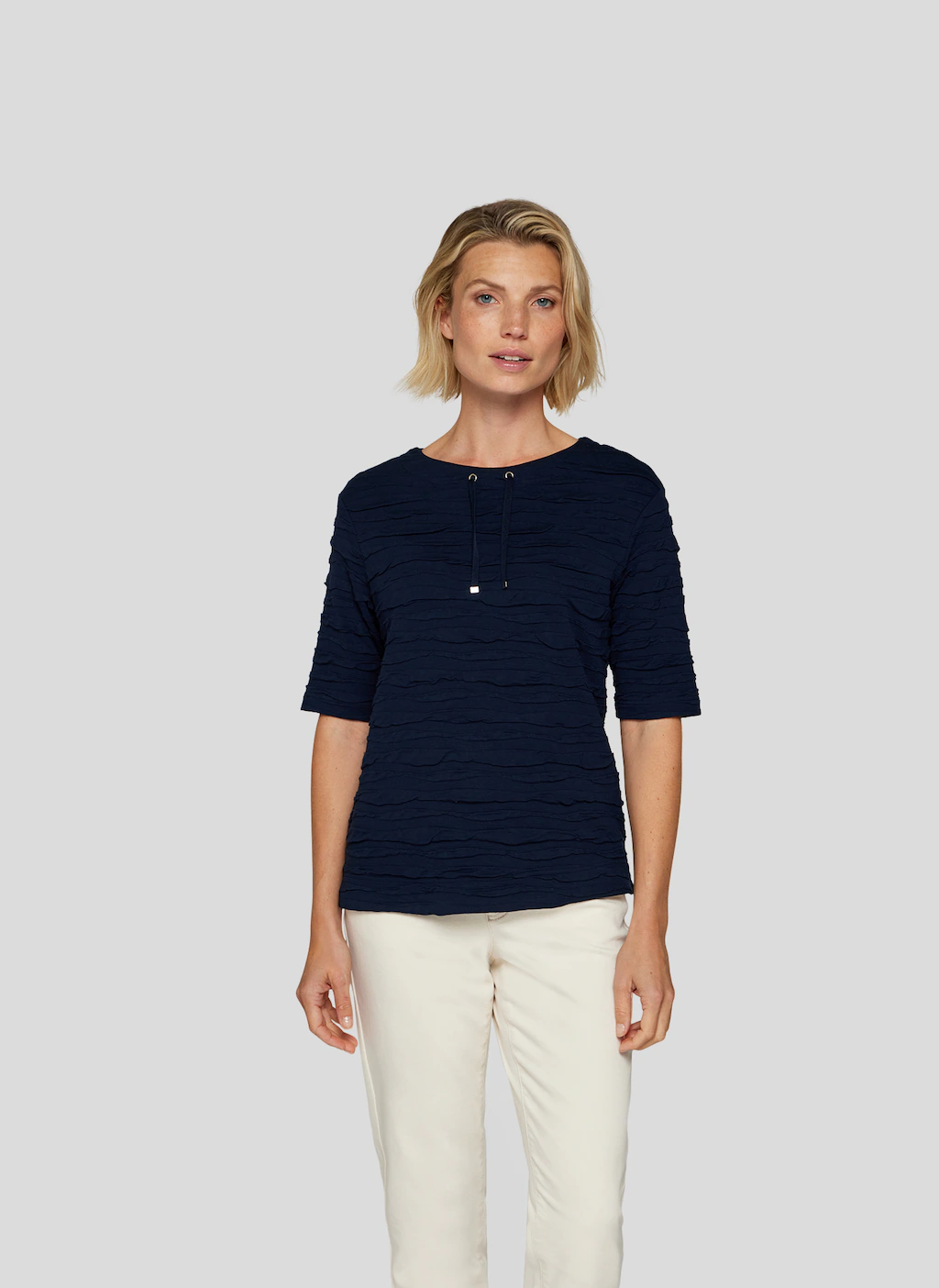 Rabe Rundhalsshirt, im Crinkle-Look und mit Kordelzug günstig online kaufen