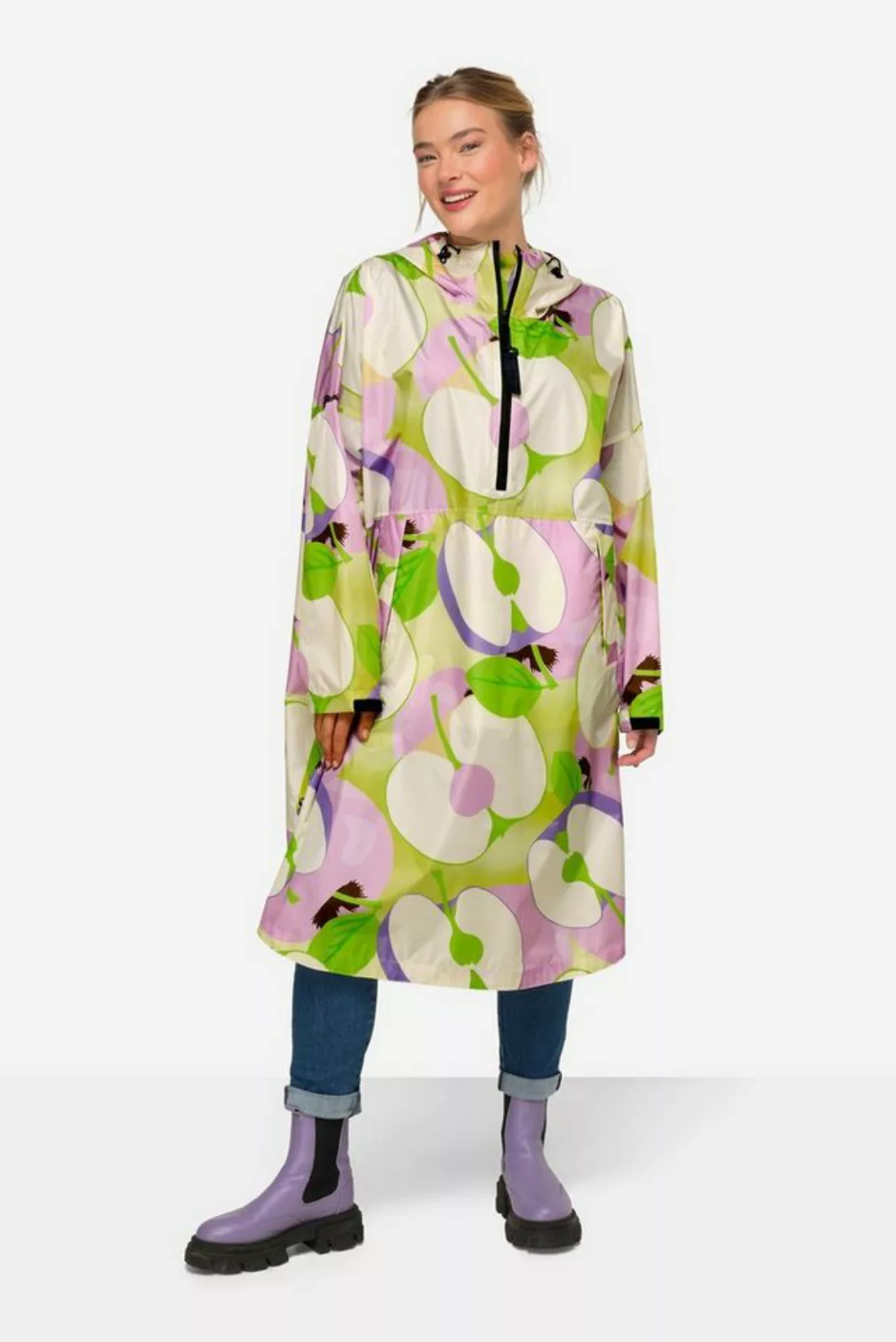 Laurasøn Funktionsjacke Funktions-Regencape Unisex Apfel Print Kapuze günstig online kaufen