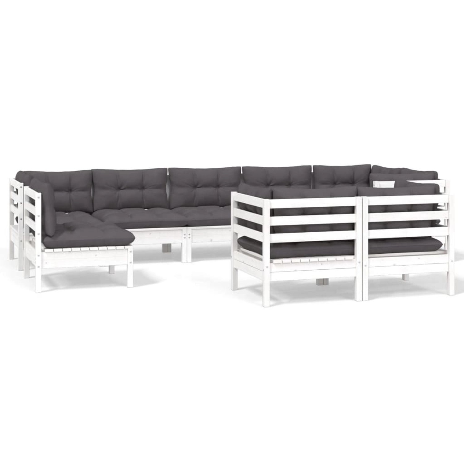 vidaXL 9-Tlg Garten-Lounge-Set mit Kissen Weiß Kiefer Massivholz 3096527 günstig online kaufen