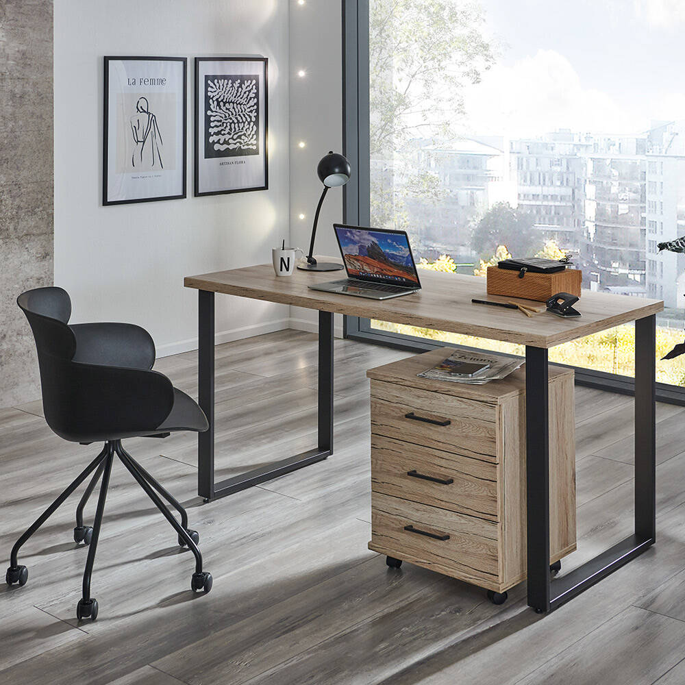 Büromöbel Set 2-teilig HILLSTON-43 mit 140cm Schreibtisch in San Remo Eiche günstig online kaufen