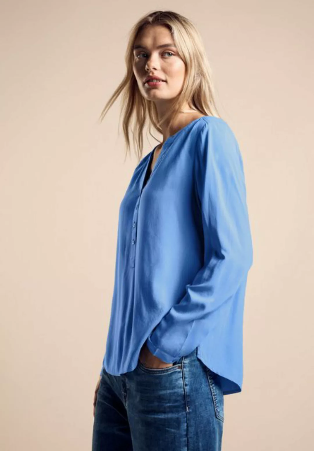 STREET ONE Klassische Bluse Street One Uni Basic Bluse in Marina Blue (1-tl günstig online kaufen