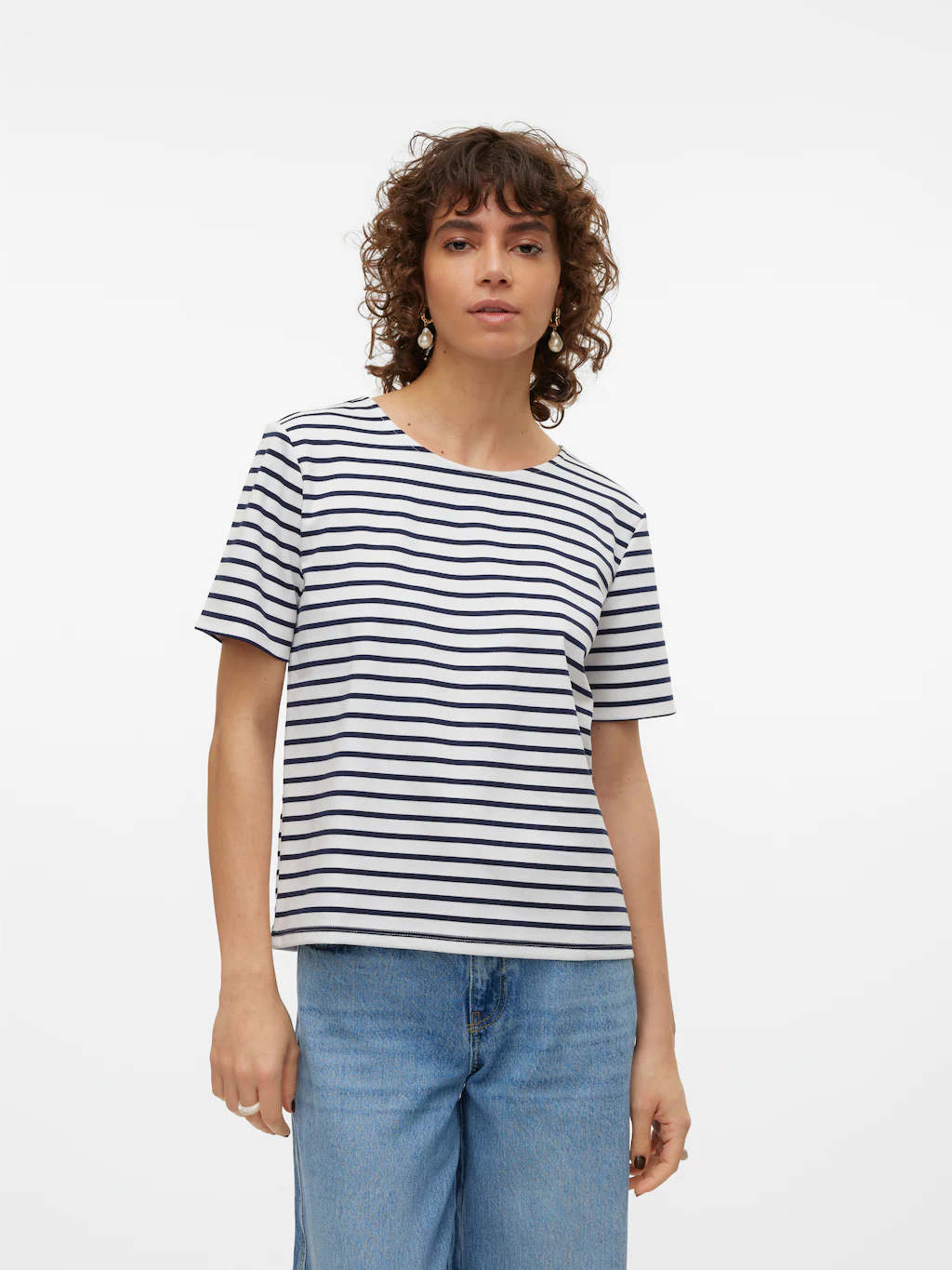 Vero Moda Rundhalsshirt "VMABBY SS ZIP TOP JRS NOOS" günstig online kaufen