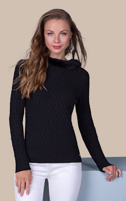 Passioni Strickpullover Eleganter Strickpullover mit Waben Muster und Kunst günstig online kaufen