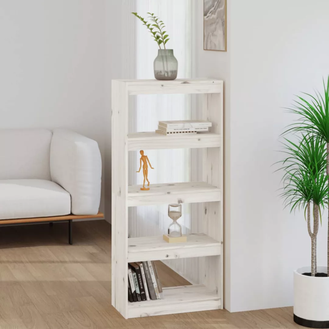 Vidaxl Bücherregal Raumteiler Weiß 60x30x135,5 Cm Massivholz Kiefer günstig online kaufen