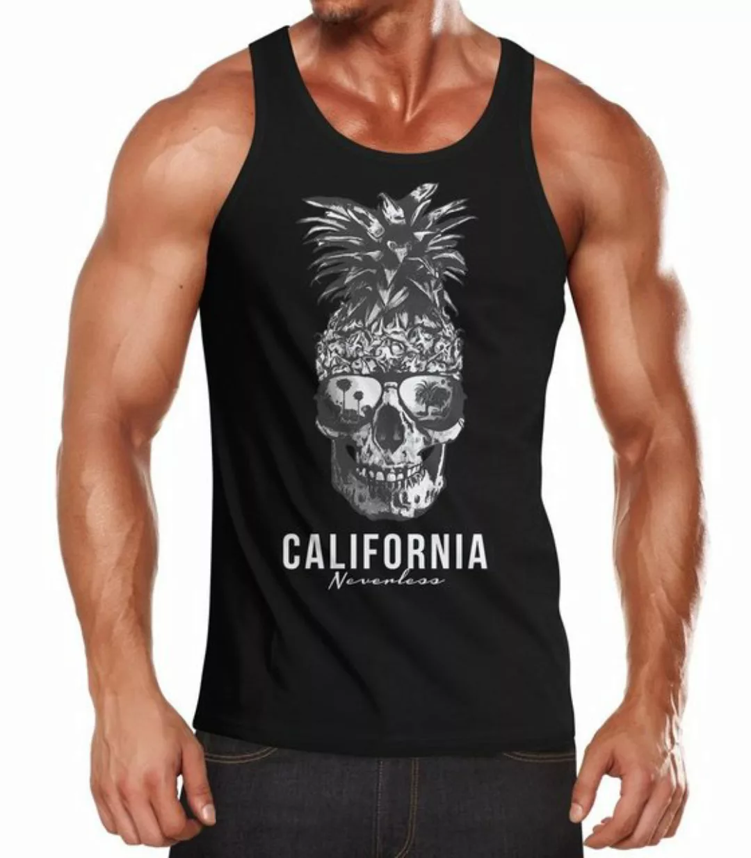 Neverless Tanktop Cooles Herren Tank-Top Pineapple Skull Sonnenbrille Anana günstig online kaufen