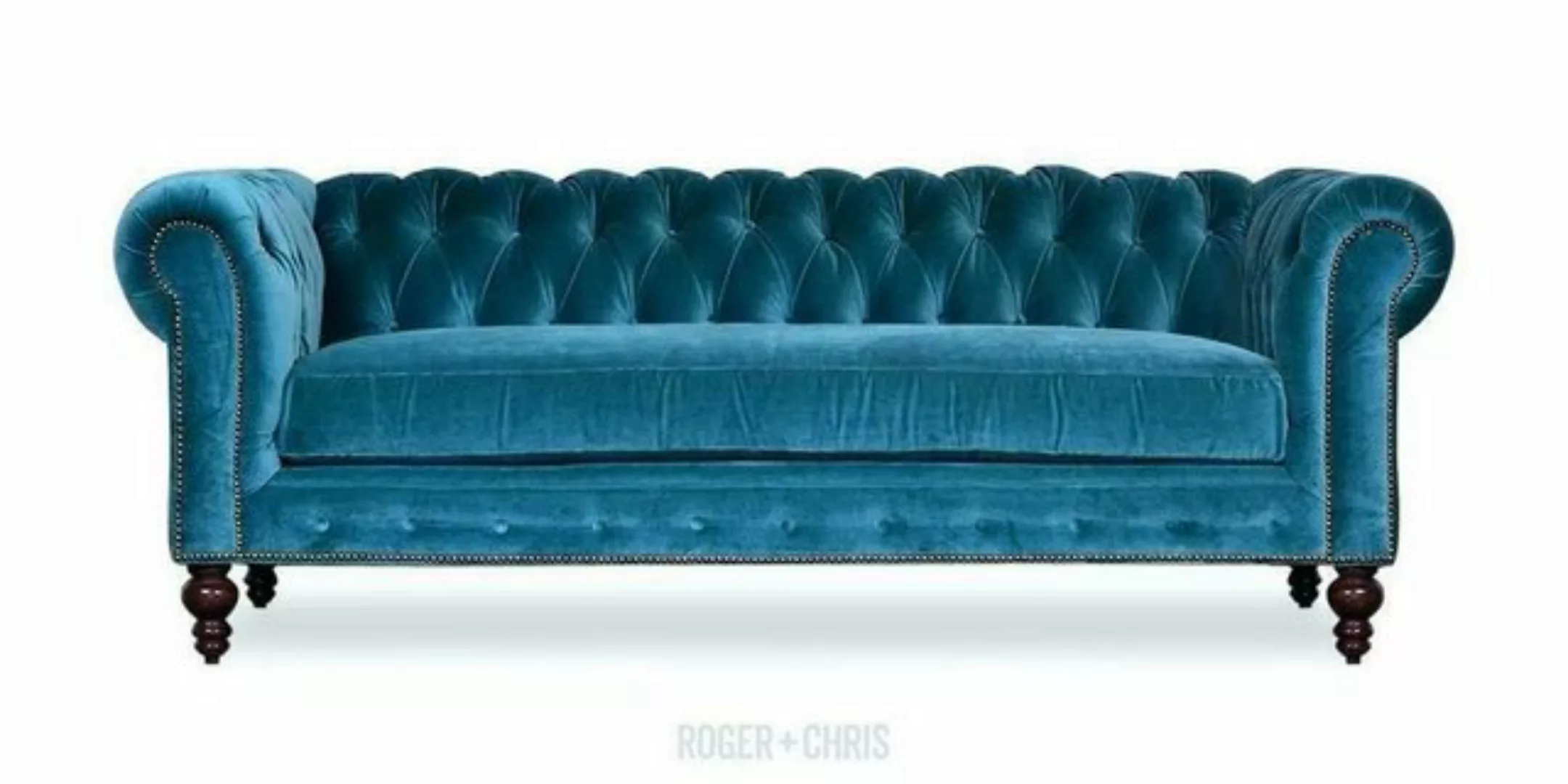 JVmoebel 3-Sitzer Türkis Chesterfield Sofa Wohnzimmer Samt Couch Polster Si günstig online kaufen