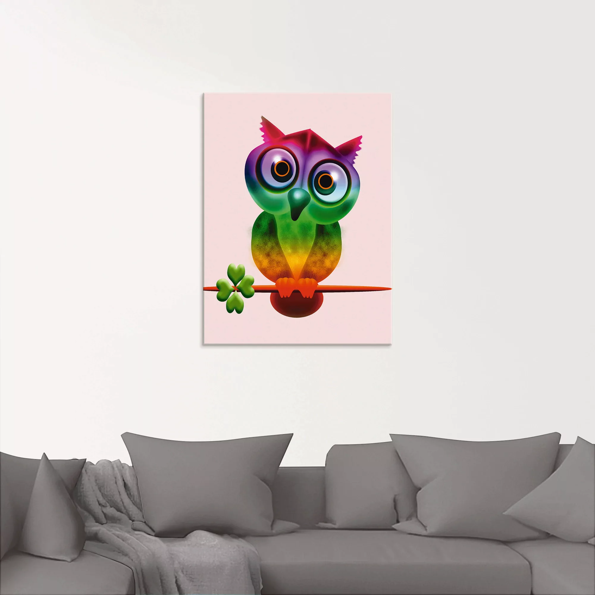 Artland Glasbild "Bunte Eule", Vögel, (1 St.) günstig online kaufen