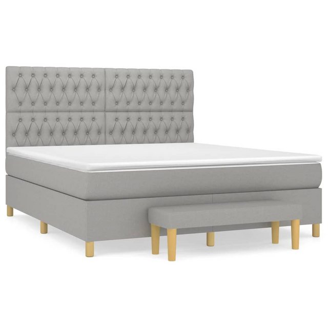 vidaXL Boxspringbett Boxspringbett mit Matratze Hellgrau 180x200 cm Stoff B günstig online kaufen