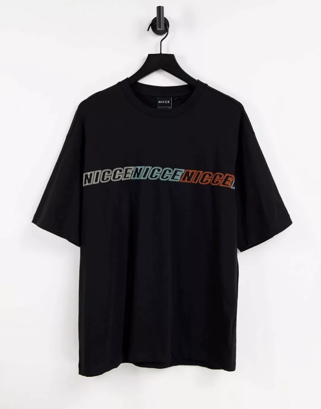 Nicce – Rioja – T-Shirt in Schwarz mit Stickerei günstig online kaufen